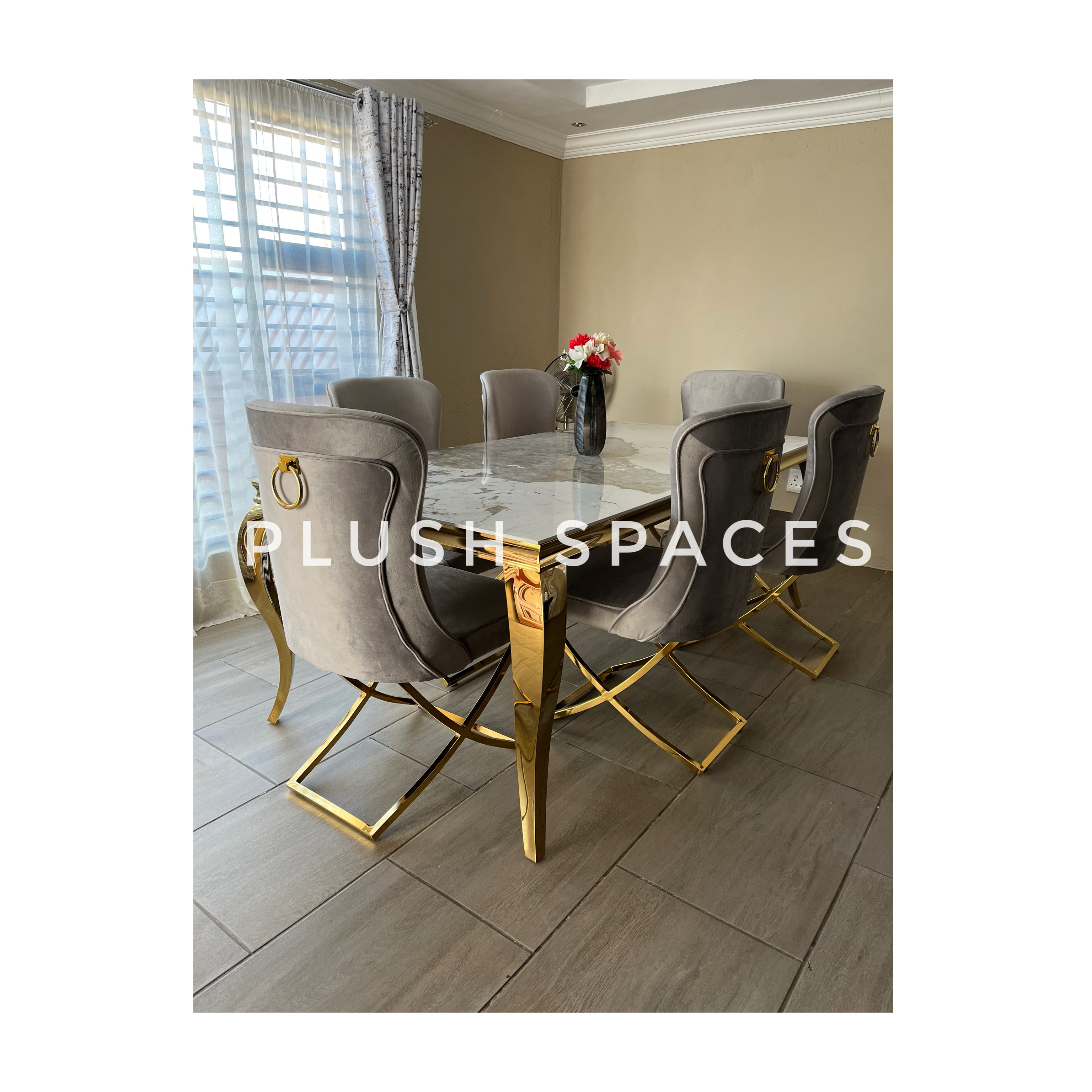 Plush Dunmore Stone Marble Dining Set