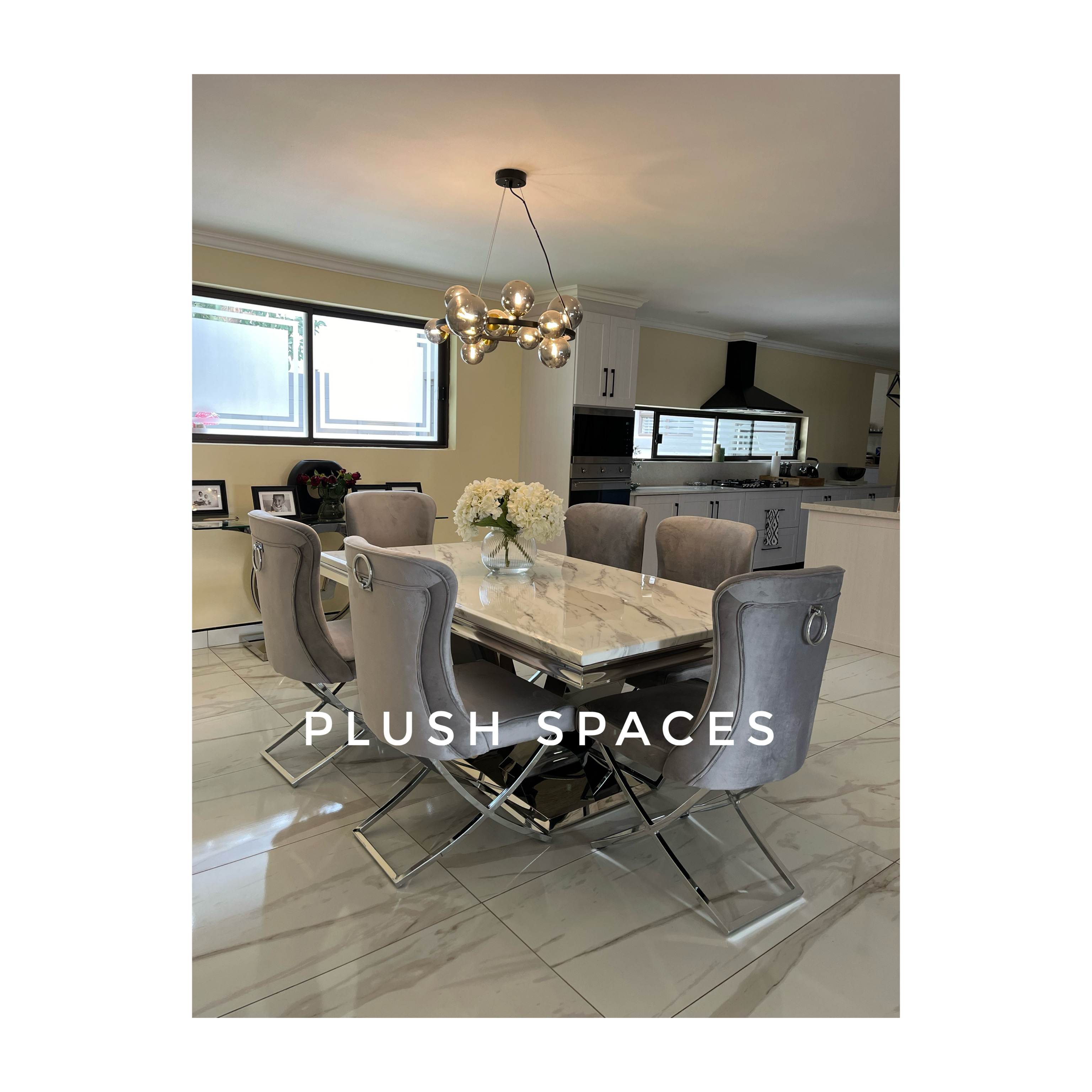 Plush Lucerne Stone Marble Dining Set