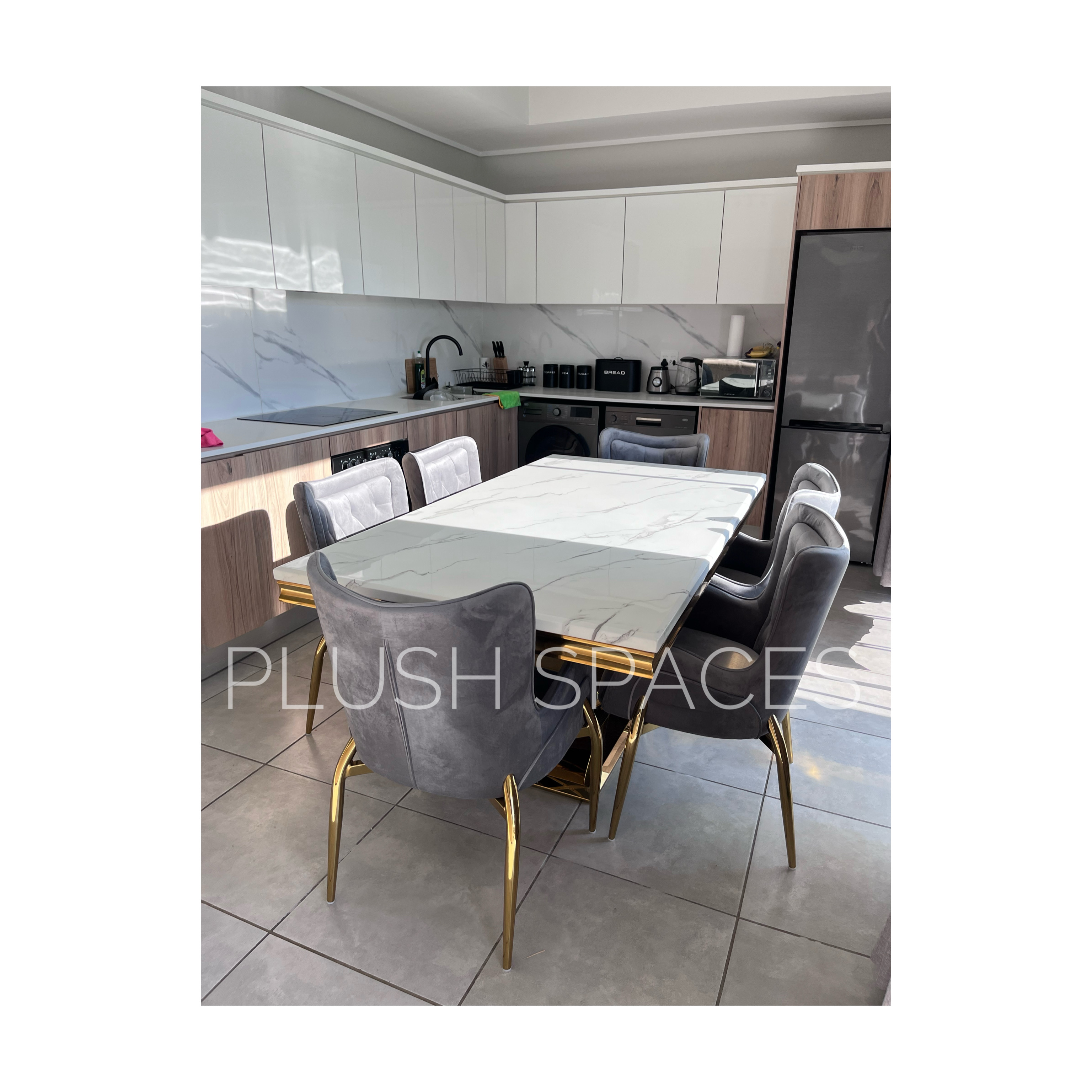 Plush Eldridge Stone Marble Dining Set