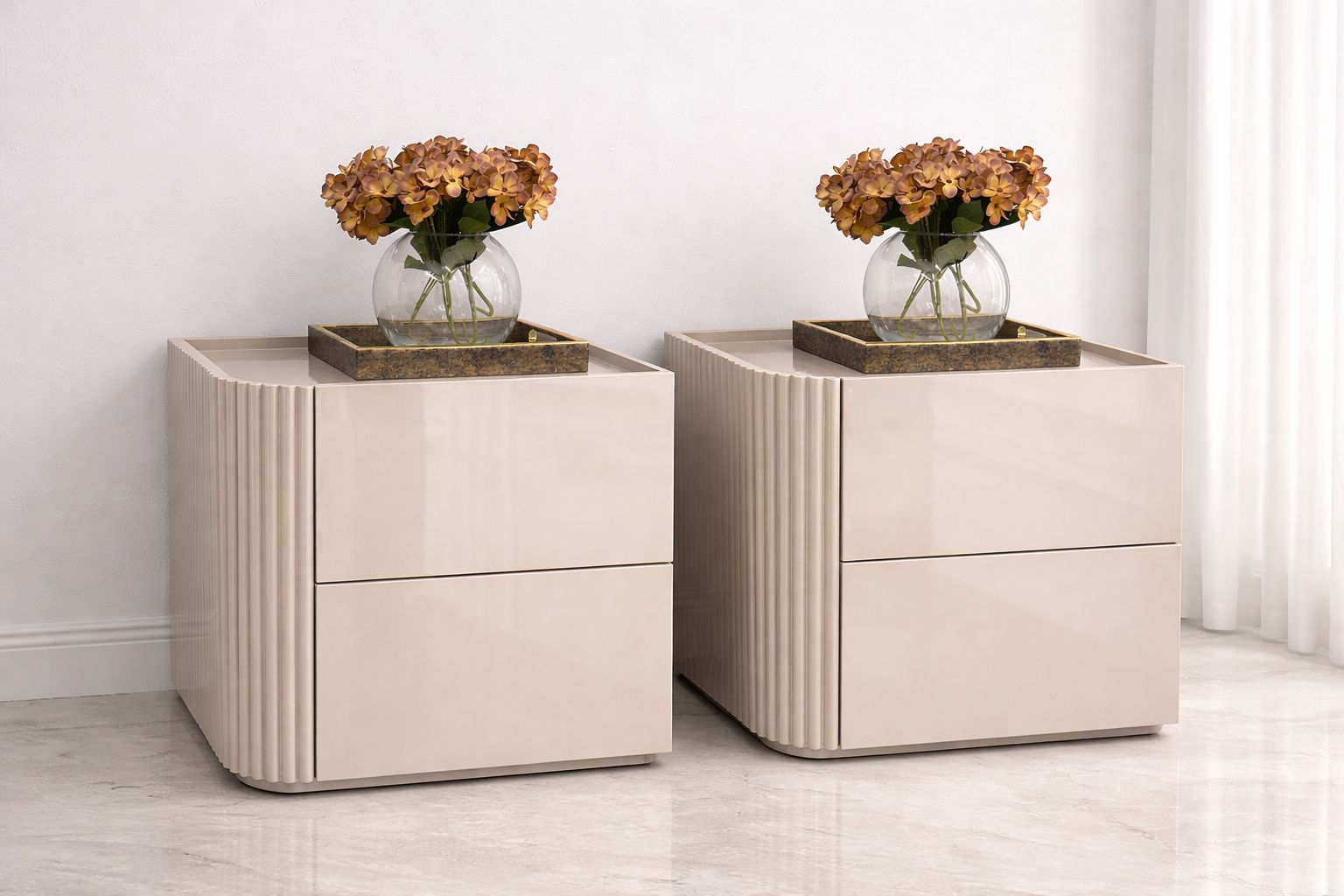 Plush ”Aria" Fluted Nightstand