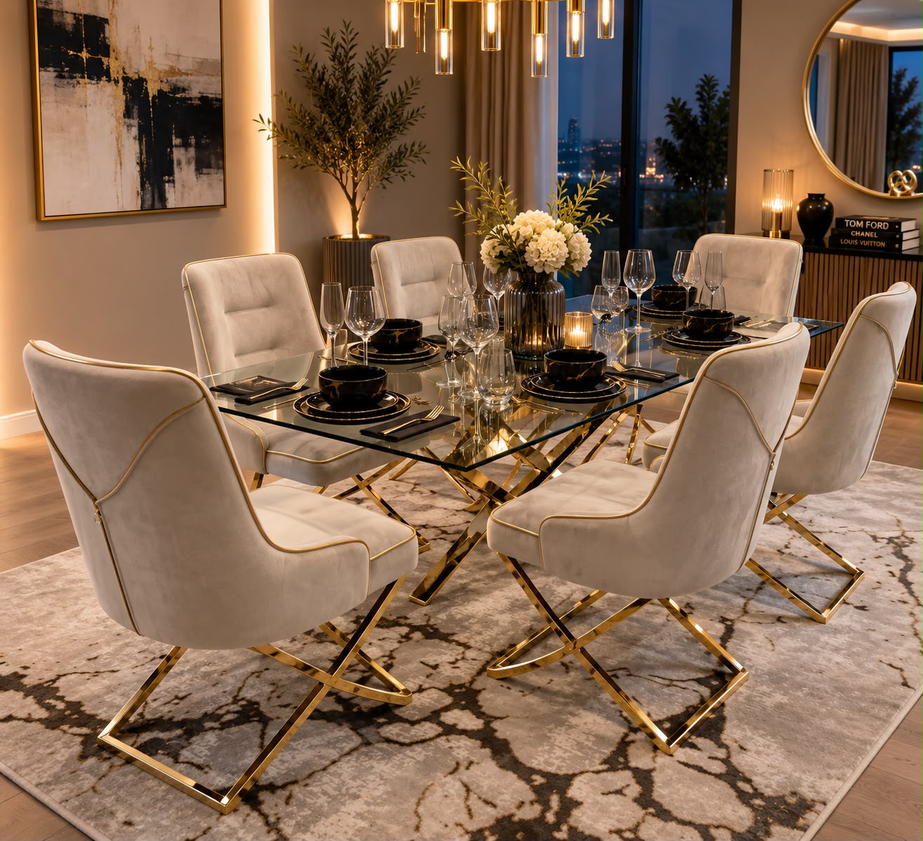 Astoria Tempered Glass Dining Set