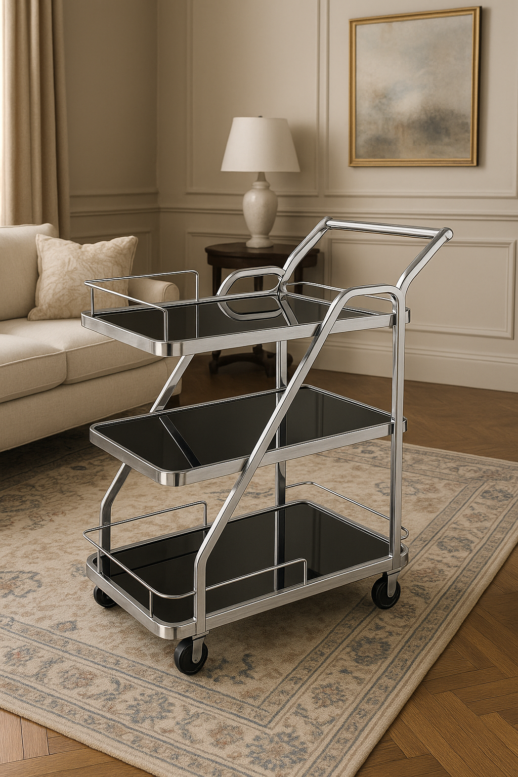 Serving Trolly Silver: Icon Bar Cart