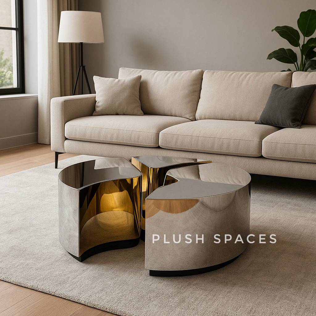 Versailles Coffee Table: Silver with Cracks of Gold