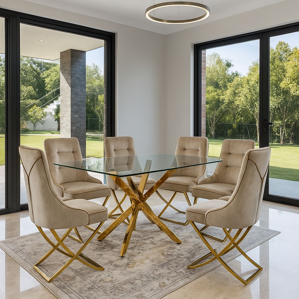 Plush Gilded Dining Set