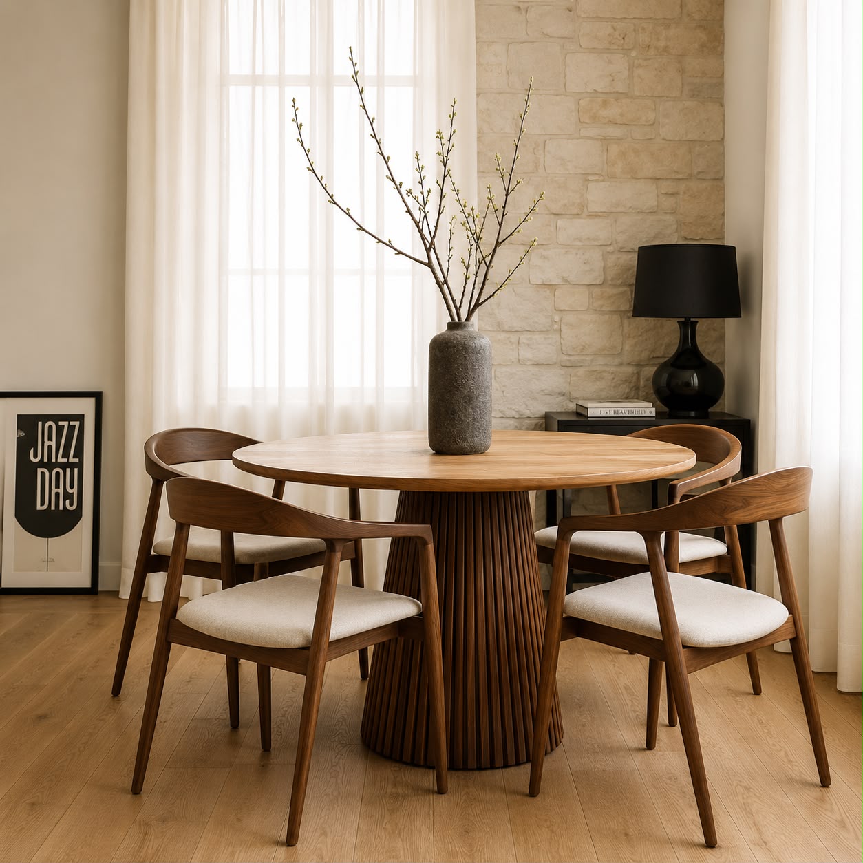 Plush 'Japandi' Dining Set