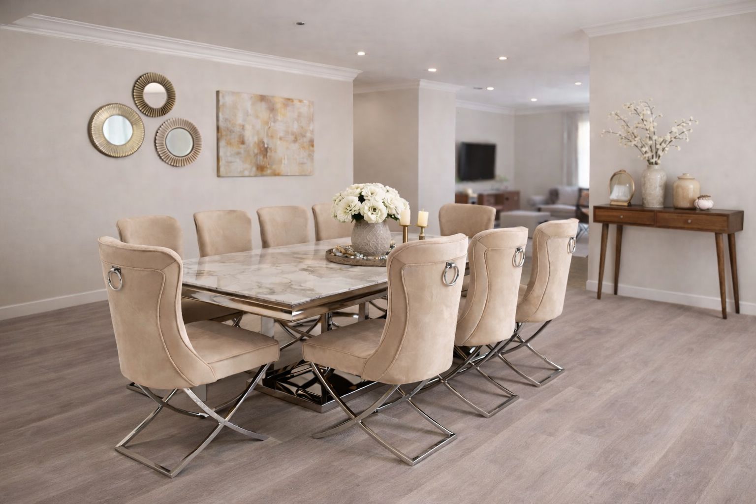 Plush Alden Stone Marble Dining Set