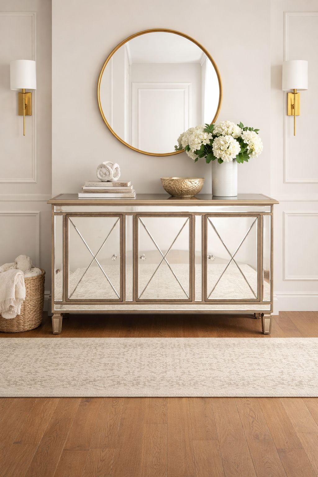 Plush “Kensington” Mirrored Sideboard