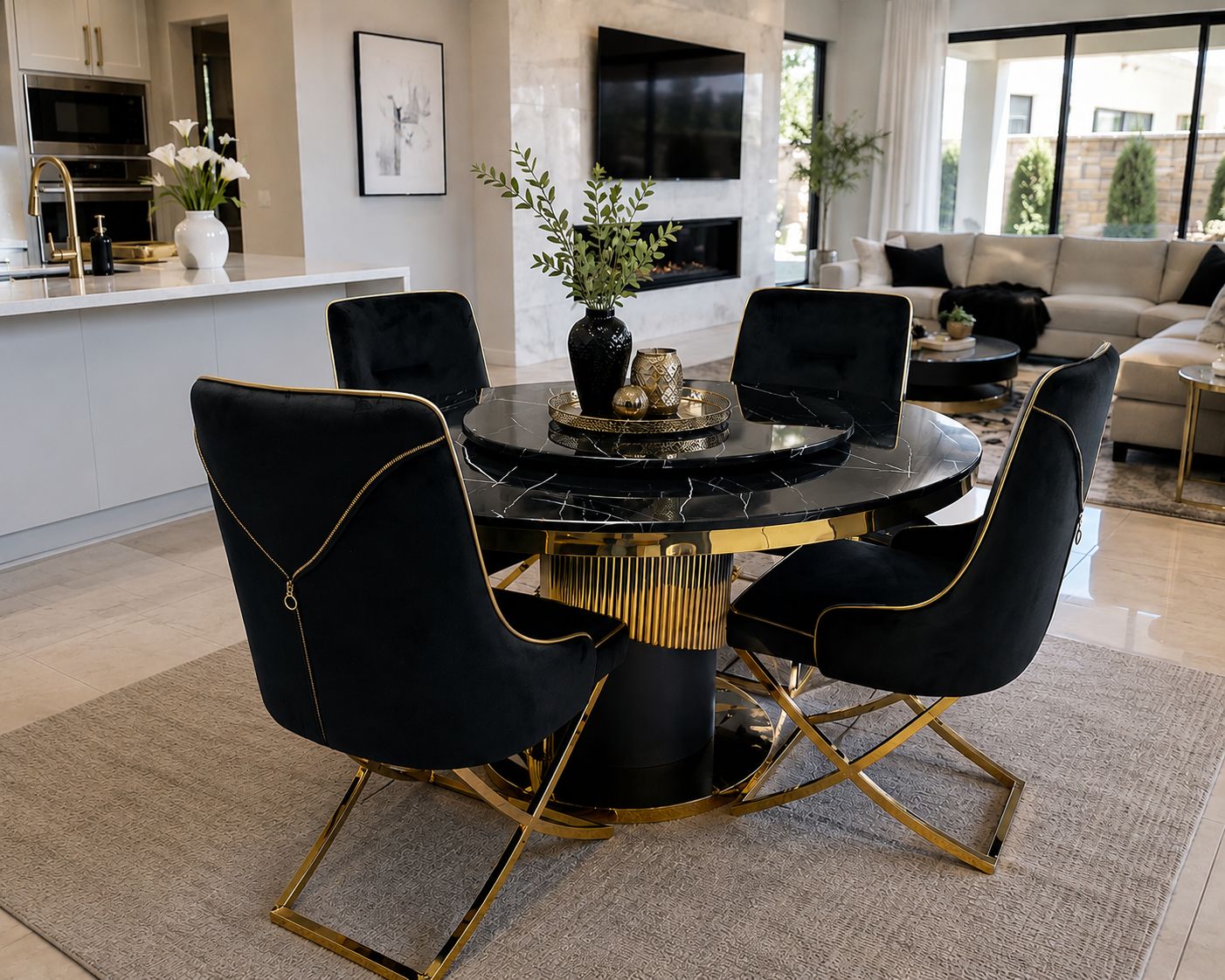 Plush Onyx & Aura Dining Set