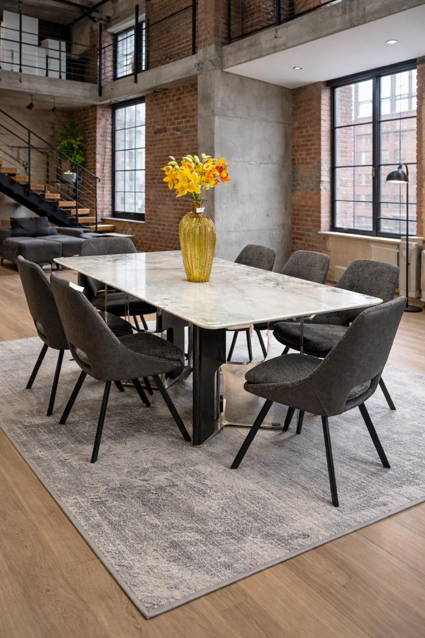 Plush “Meridian Slab” Dining Set