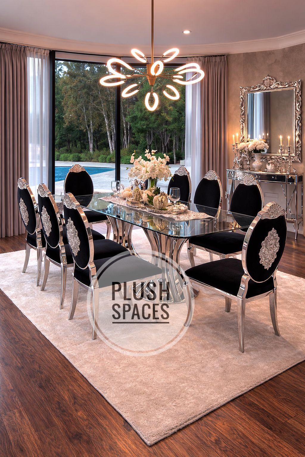 Plush “Midnight Sovereign” Dining Set