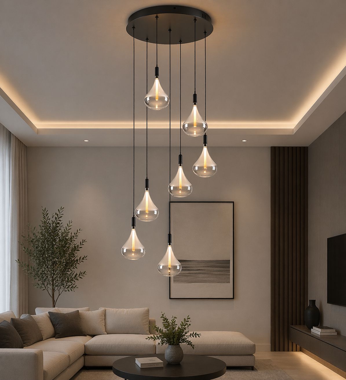 Cape Grape Smoke Glass Pendants on a Round Plate