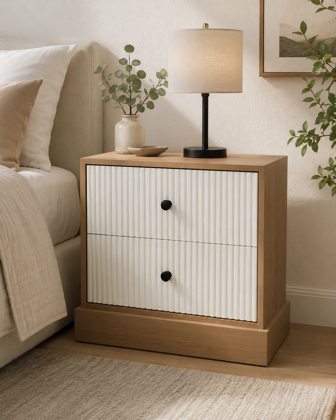 Plush Reeded Nightstand