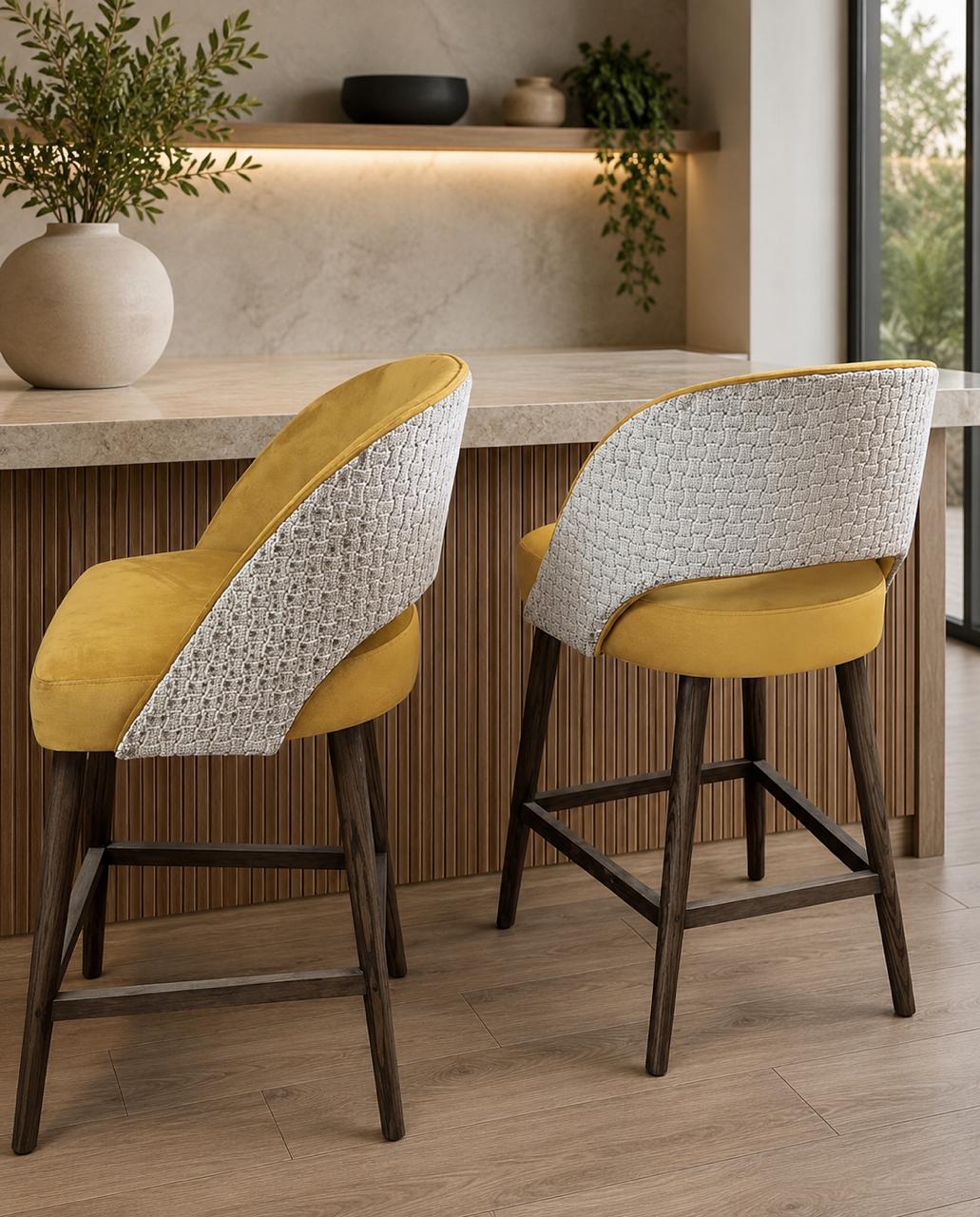 Plush Marigold Weave Barstool