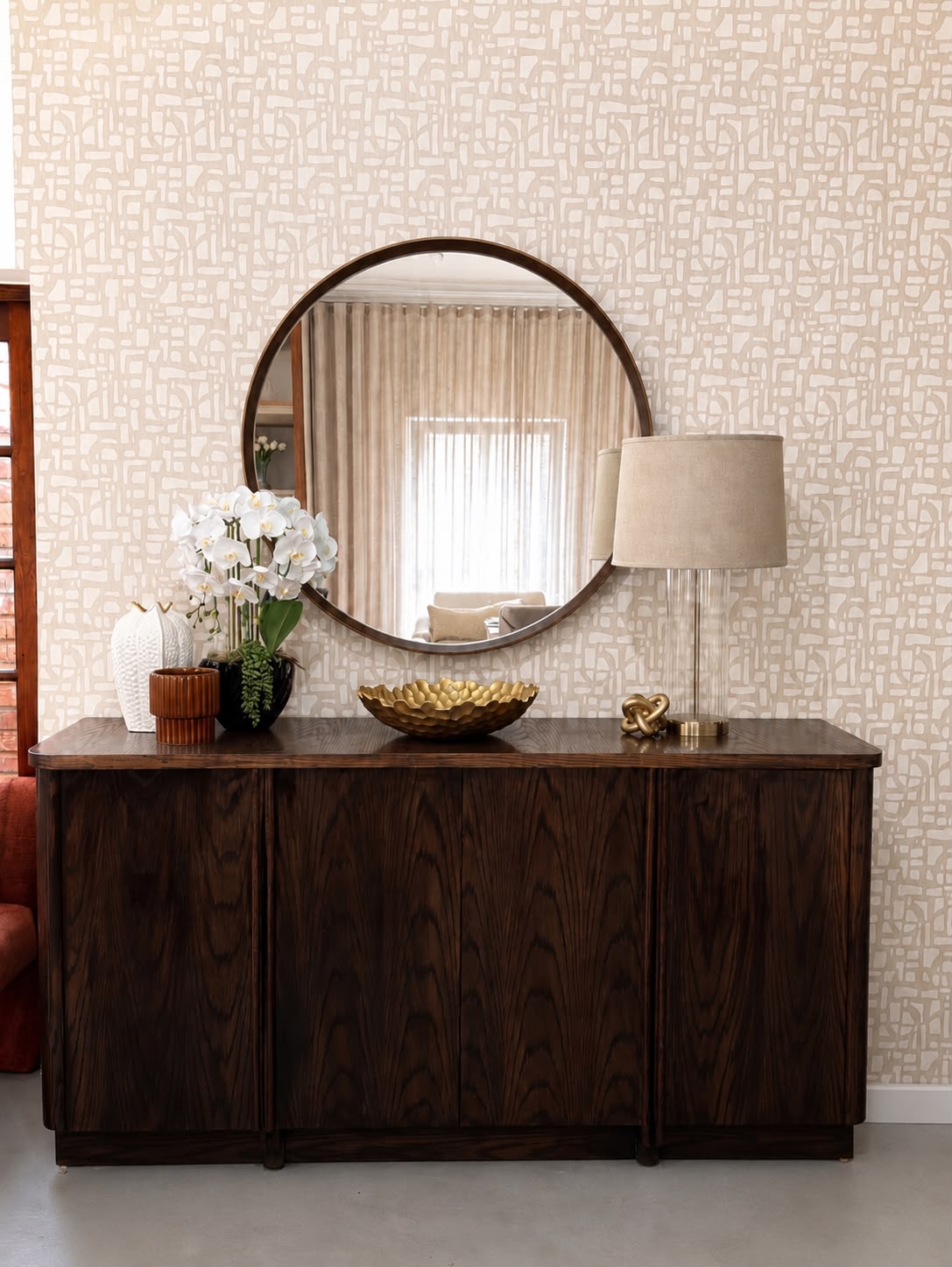 Plush Midnight Silhouette Sideboard & Moon Mirror
