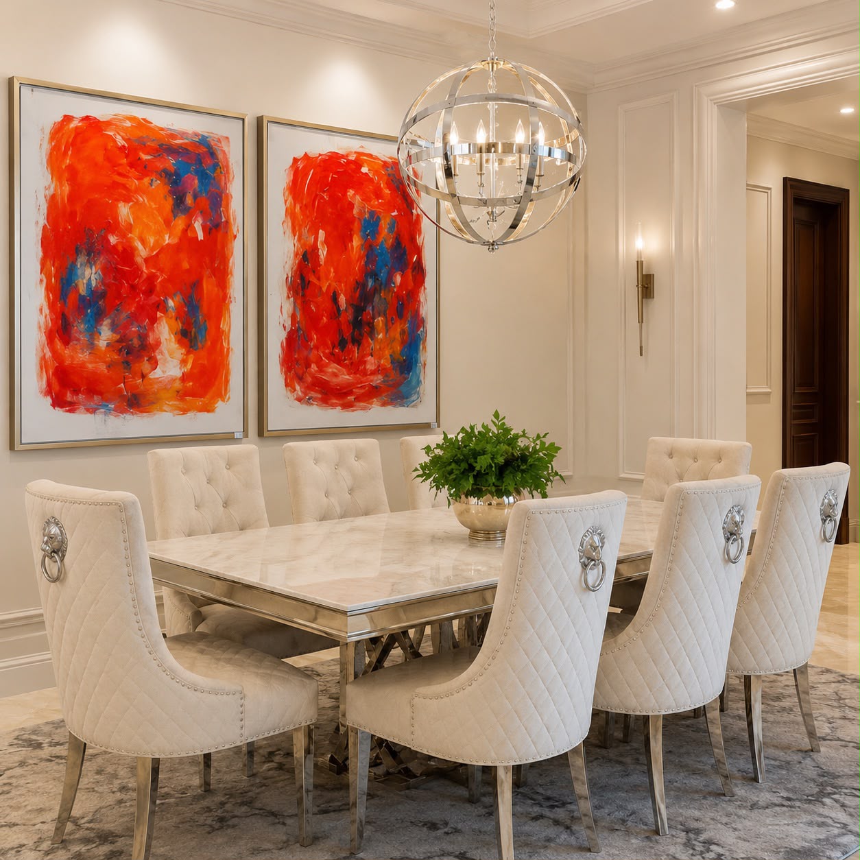Plush Empress Alabaster Dining Ensemble