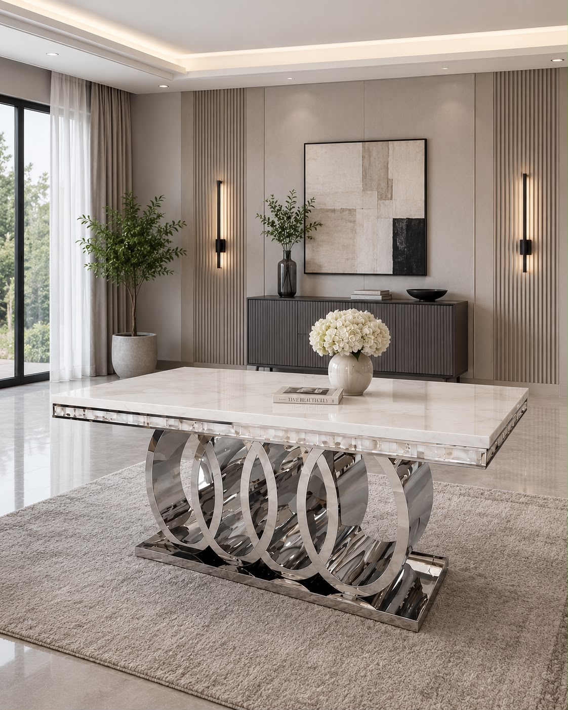 Plush Aurora Marble Dining Table