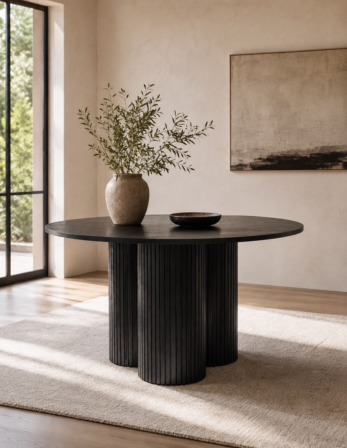 Plush Obsidian Pillar Dining Table