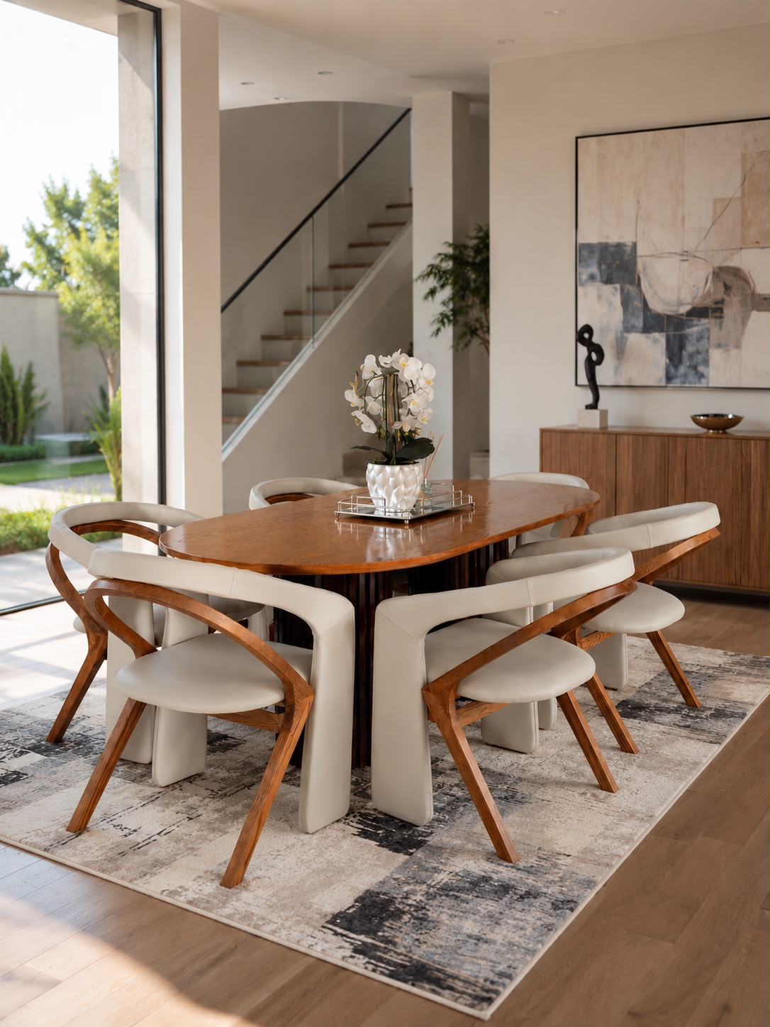 Asante 8 Seater Oak/Marble Custom Dining Set