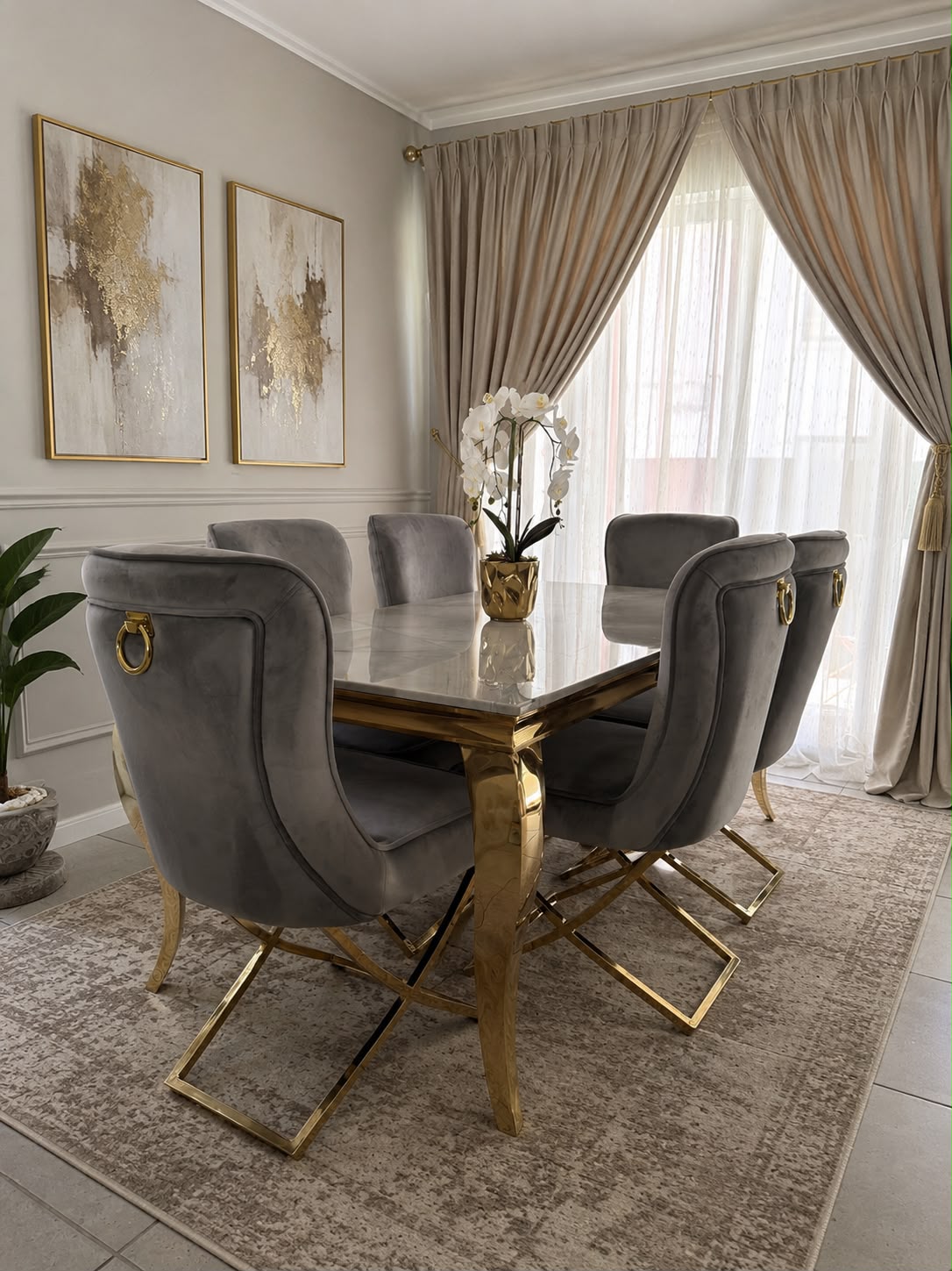 Plush Dunmore Stone Marble Dining Set