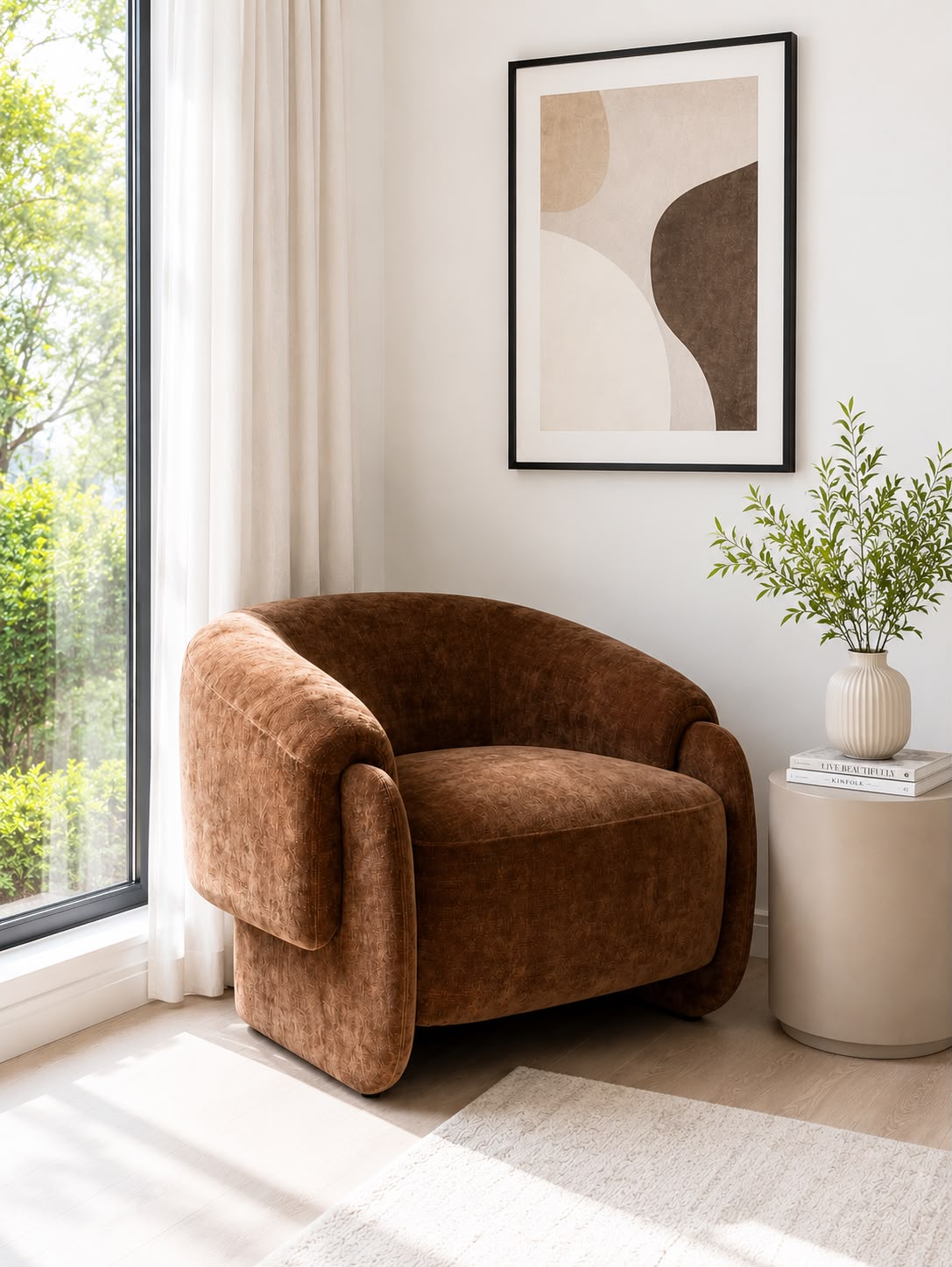 Plush Amberly Armchair in Roasted Chestnut
