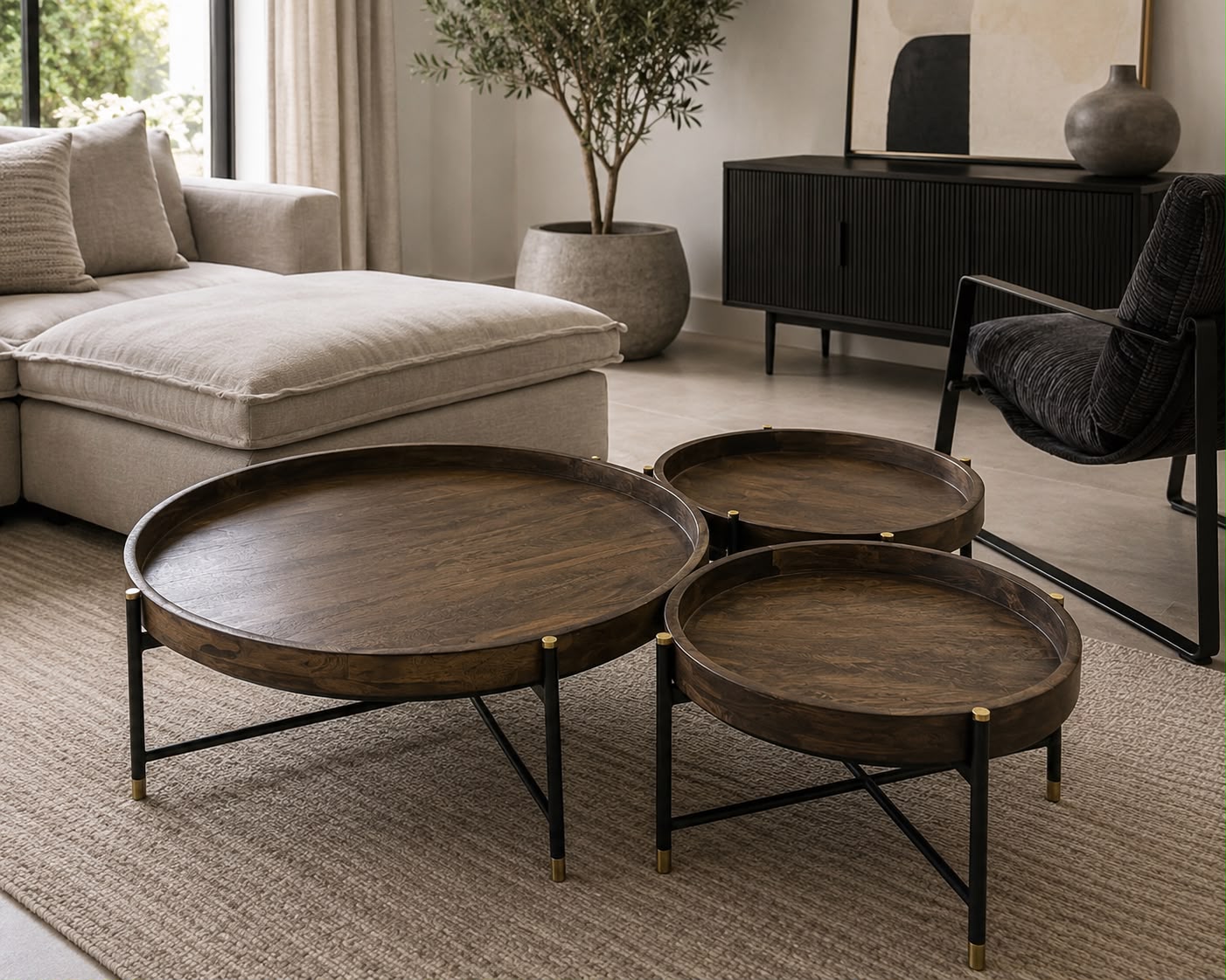 Plush Solstice Trio Nesting Coffee Tables
