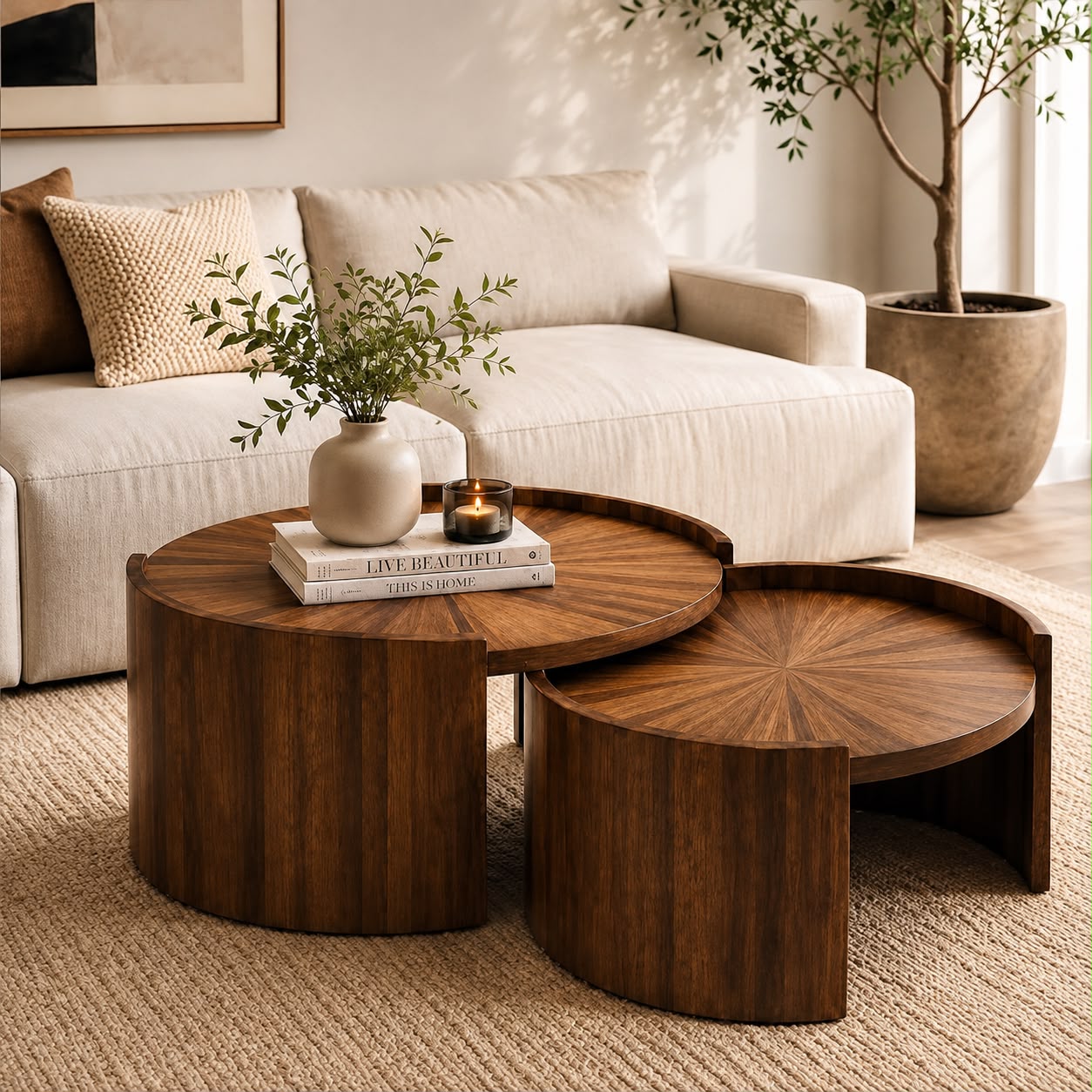 Plush Sunburst Nesting Tables