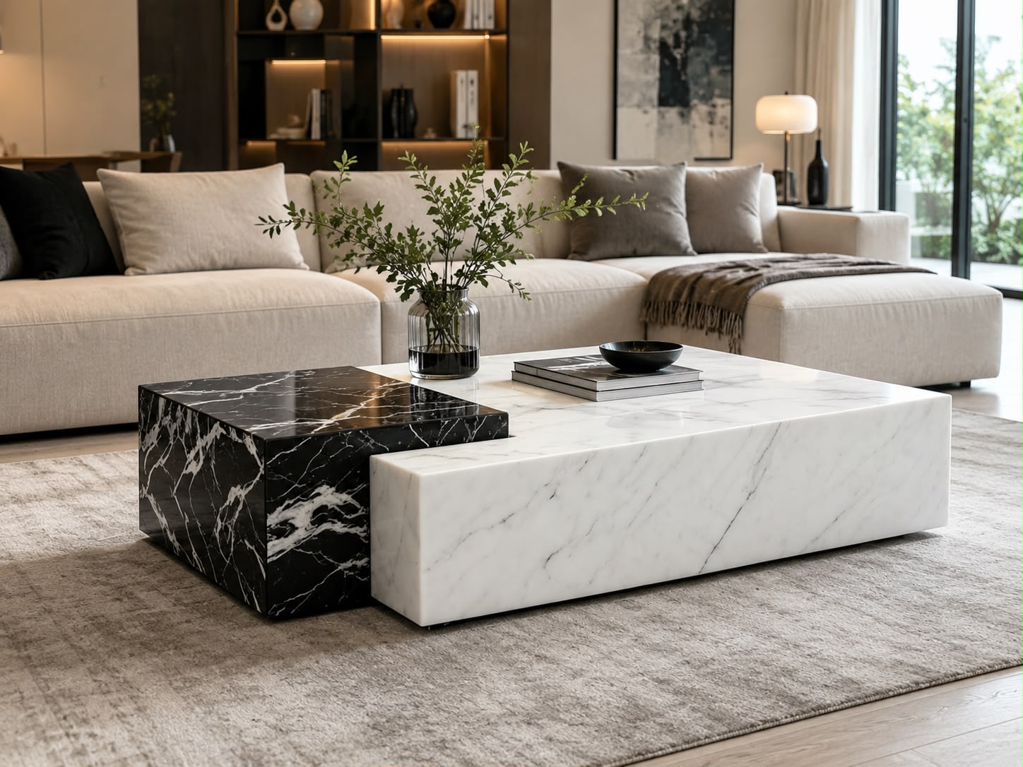 Plush Dual Marble Coffee Table