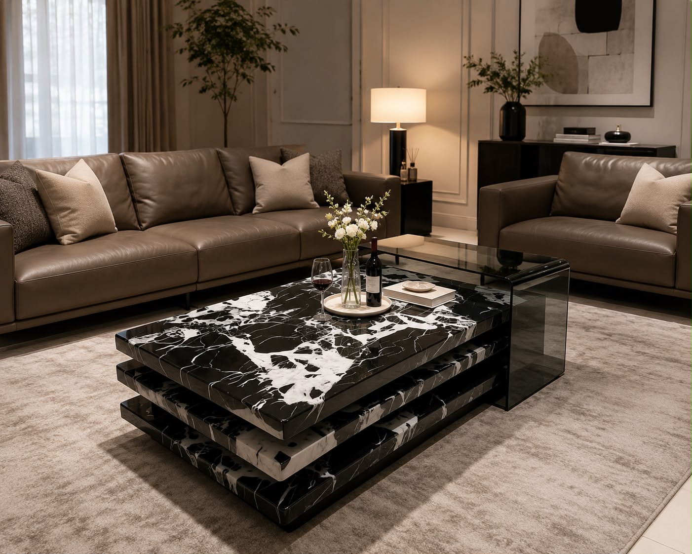 Plush Obsidian Tiered Coffee Table