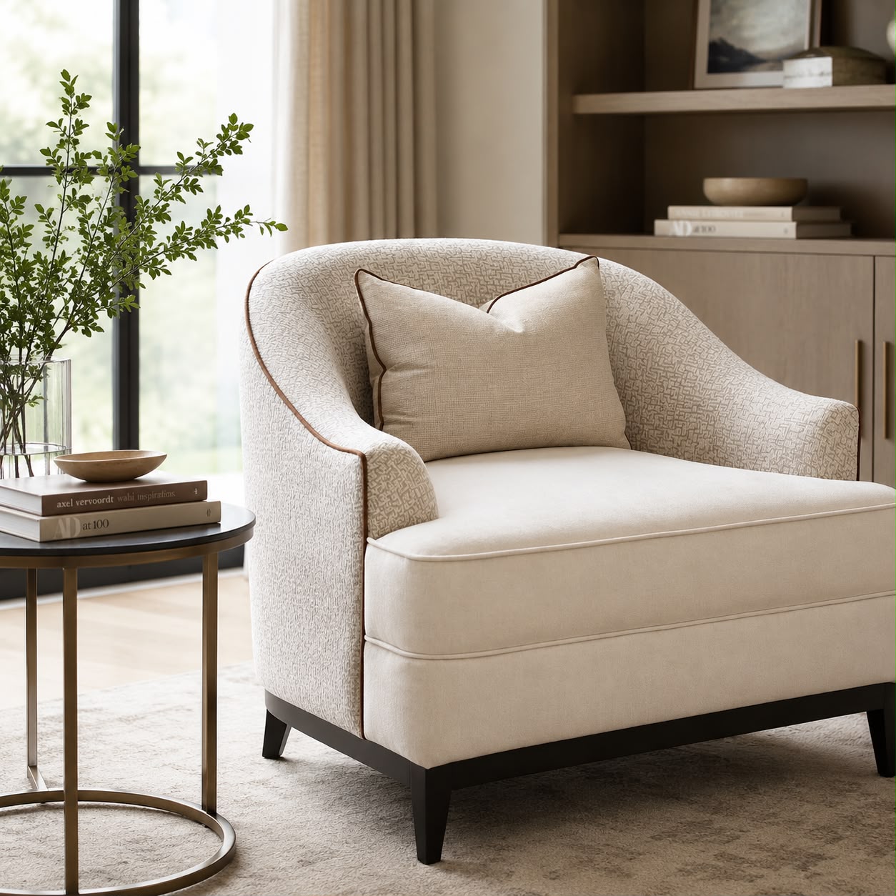 Plush Linen Club Chair