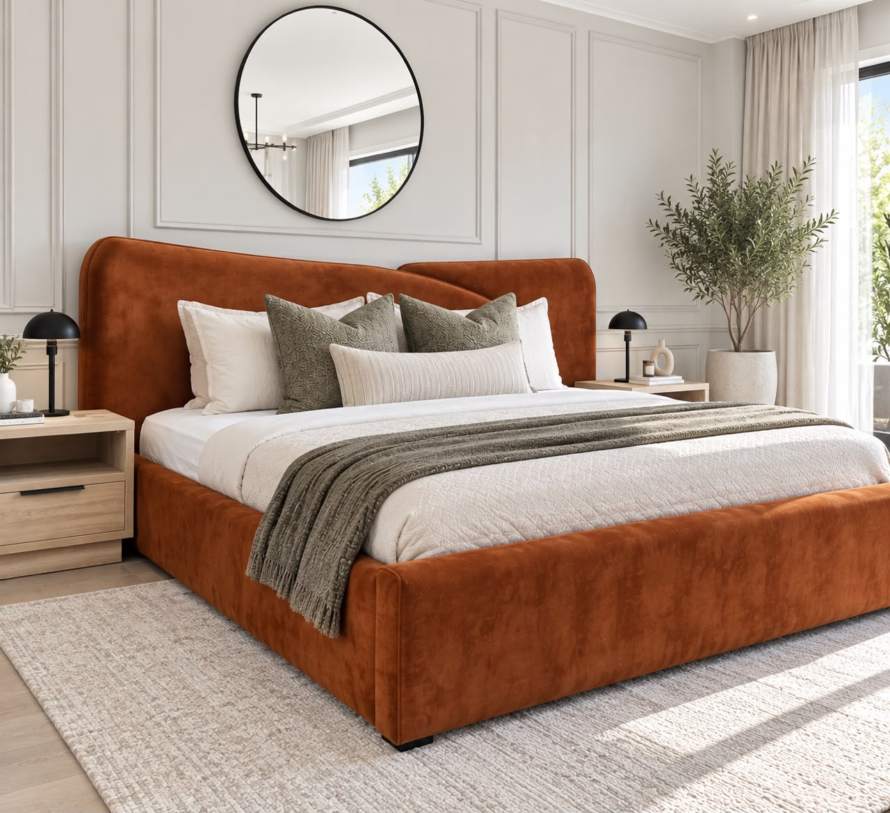Plush Sanctuary Bed Terracotta